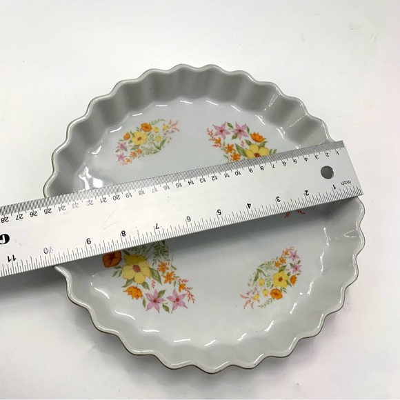VINTAGE OVEN TO TABLEWEAR Quiche/Tart Plate Floral  Cottagecore Made In Japan - Picture 7 of 9